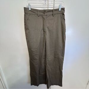 Abercrombie & Fitch Women’s Wide Leg Pants Army Green 100% Cotton Size Small